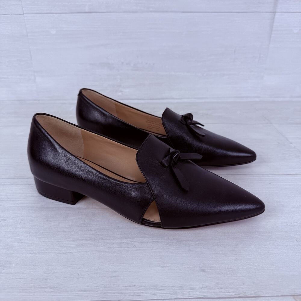 Cole Haan Black Leather Shoes Loafer Size 6B Viola Skimmer Slip On Pointed Toes‎